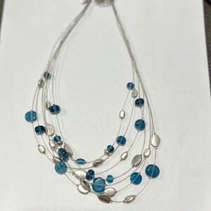 Elegant Silver and Blue Beaded Necklace